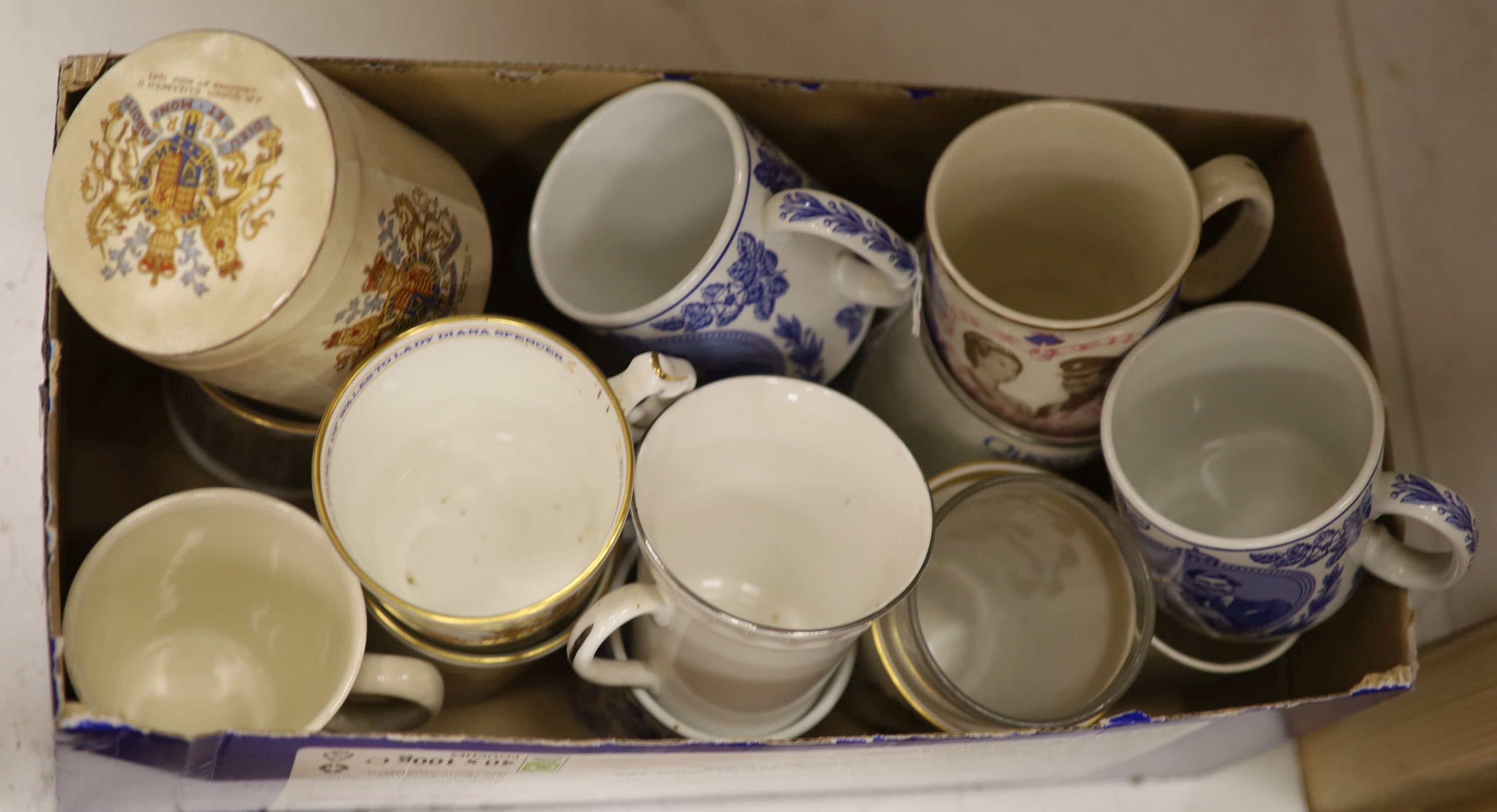 A collection of coronation mugs, Edward VII - Elizabeth II